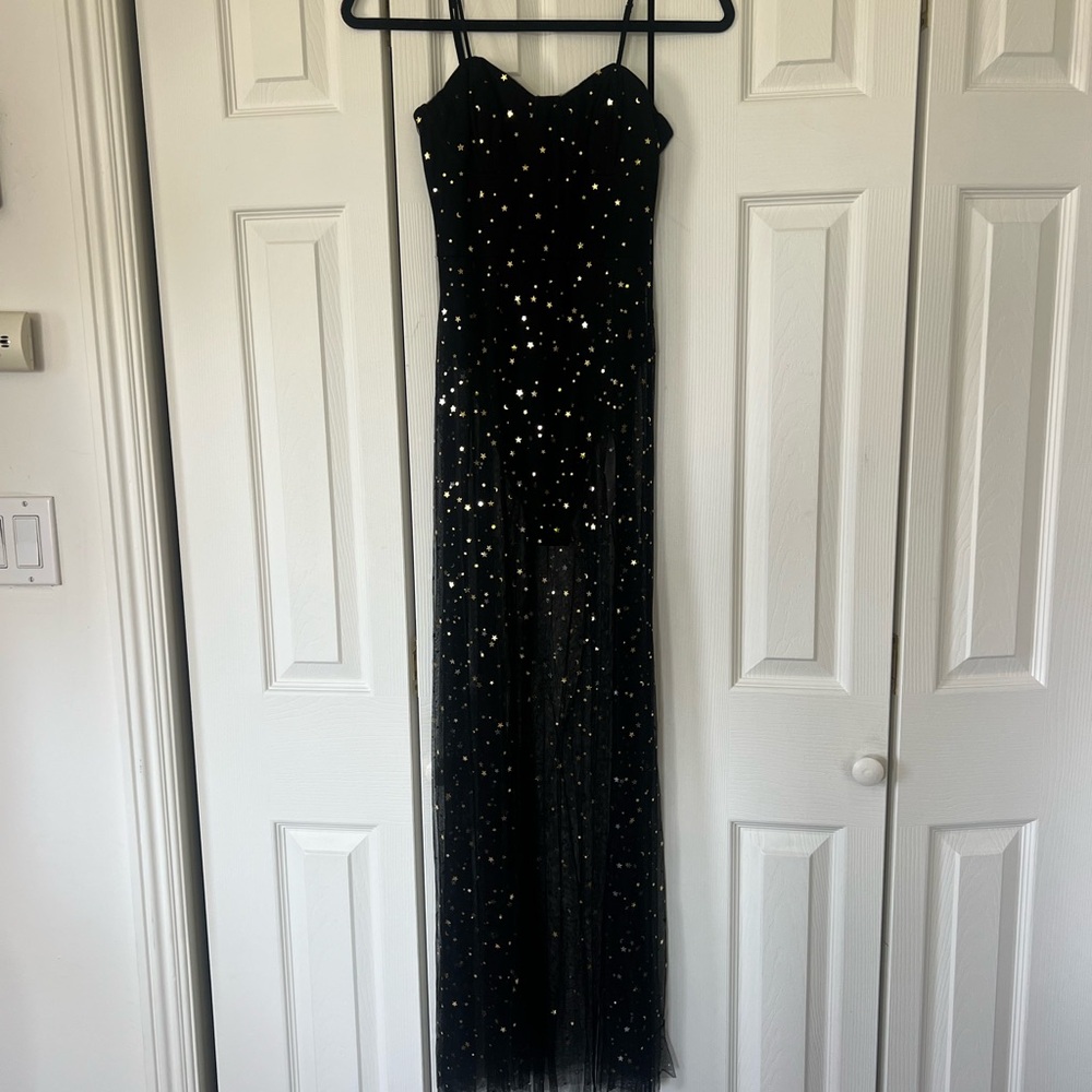 superdown Black Maxi Dress with Silver Accents